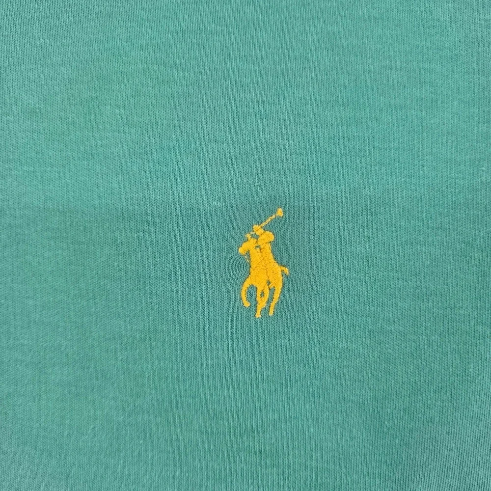Polo Ralph Lauren Mens Large Green Short Sleeve Pique Polo Shirt Yellow Pony